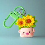 pot plant plants garden flower flowers cute kawaii keyring keychain key clip bag charm charms funny animal animals pig cat rabbit bunny puppy dog panda pandas gift gifts uk shop store