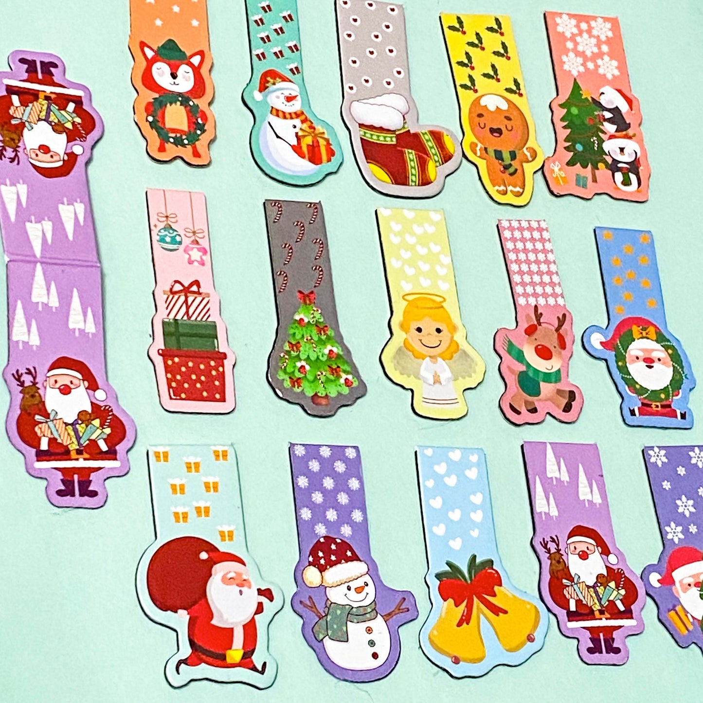 magnetic bookmark book mark marks bookmarks mini christmas festive present stocking filler fillers uk cute kawaii gift gifts for kids her book lovers bookworms colourful flexible magnet magnets