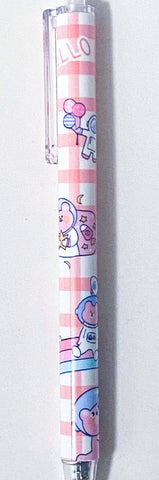 Clearance- just 99p! PINK KAWAII BUNNY & BEAR Slim Black Gel Ink PEN