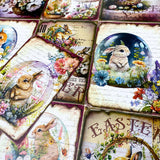 easter floral flower flowers bunny bunnies rabbit rabbits card cards greeting greetings happy postcard postcards sticker stickers seal cute kawaii globe dome domes basket baskets spring victorian vintage retro scrapbook old style uk stationery shop store