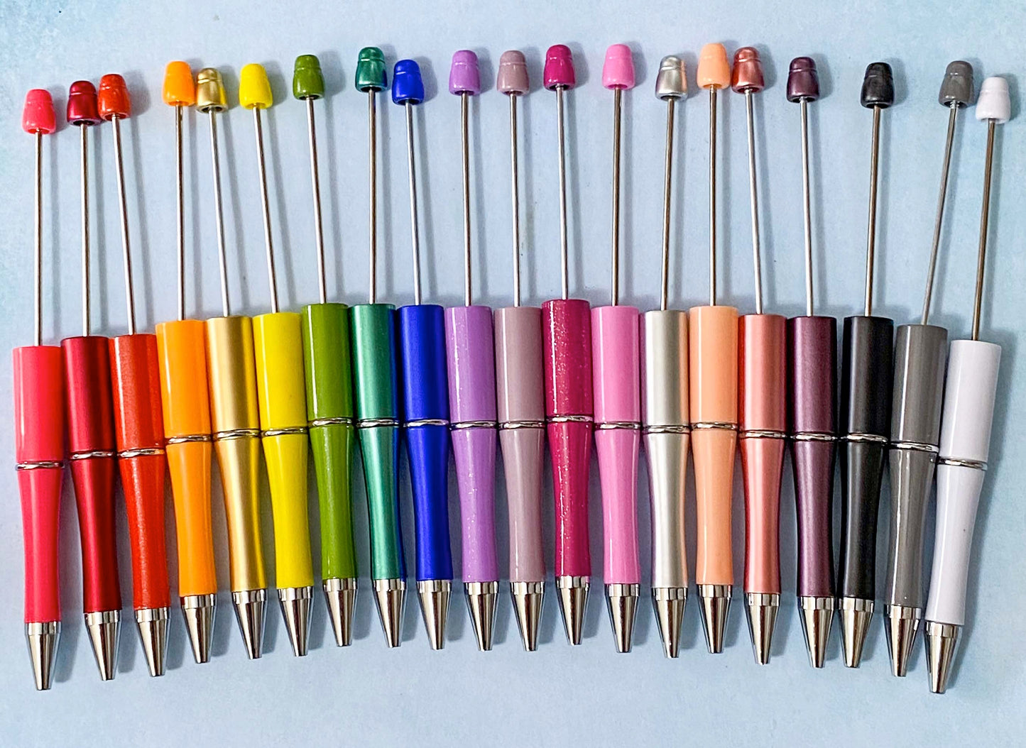build your own pen pens base slim metallic colour colours uk cute kawaii silicone bead beads beaded rainbow stationery kit set bargain