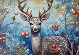 beautiful floral woodland animal animals creature post card postcards cards uk winter christmas greetings stationery supplies shop store fox deer owl badger mouse hare rabbit bear owl ornate foliage dark blue green