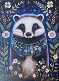 beautiful floral woodland animal animals creature post card postcards cards uk winter christmas greetings stationery supplies shop store fox deer owl badger mouse hare rabbit bear owl ornate foliage dark blue green