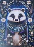 MIDNIGHT WOODLAND ANIMALS POSTCARD or STICKERS