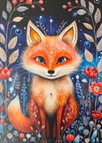 beautiful floral woodland animal animals creature post card postcards cards uk winter christmas greetings stationery supplies shop store fox deer owl badger mouse hare rabbit bear owl ornate foliage dark blue green