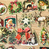 a victorian vintage retro christmas festive laptop sticker stickers set k cute kawaii red green white sepia stationery gift gifts matte satin old fashioned seals santa car tree trees present angel angels girl children bauble star snow globe