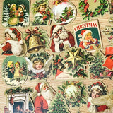 a victorian vintage retro christmas festive laptop sticker stickers set k cute kawaii red green white sepia stationery gift gifts matte satin old fashioned seals santa car tree trees present angel angels girl children bauble star snow globe