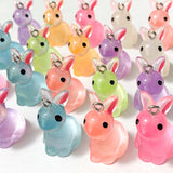bunny rabbit rabbits bunnies resin 3d charm charms pendant pendants uk cute kawaii glow in the dark luminous pink blue yellow green clear white turquoise lilac peach orange pretty jewellery making supplies