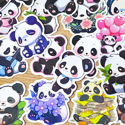 panda pandas kawaii cute laptop sticker stickers pack colourful cuddly happy sticker stationery shop store uk