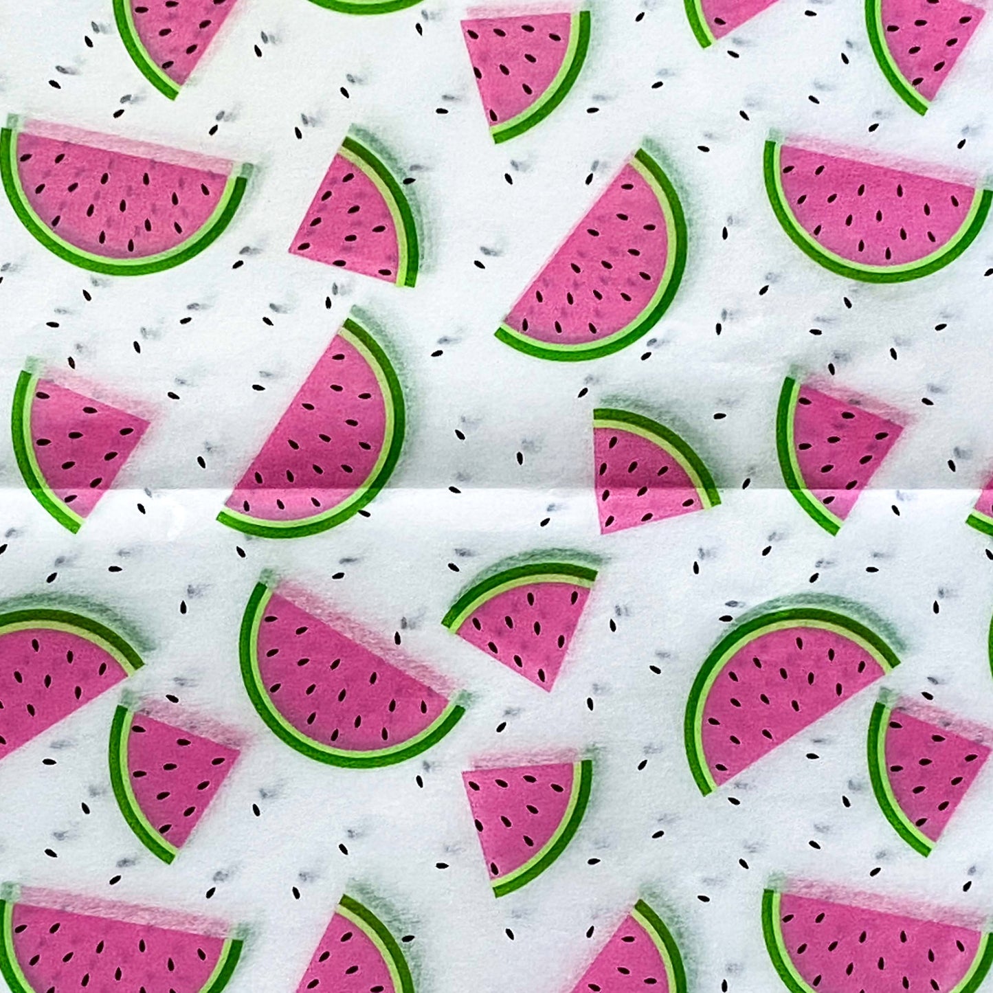 bright summery pink watermelon slices patterned tissue paper o a white background. pack of 2 sheets fine papers. uk small packaging business.