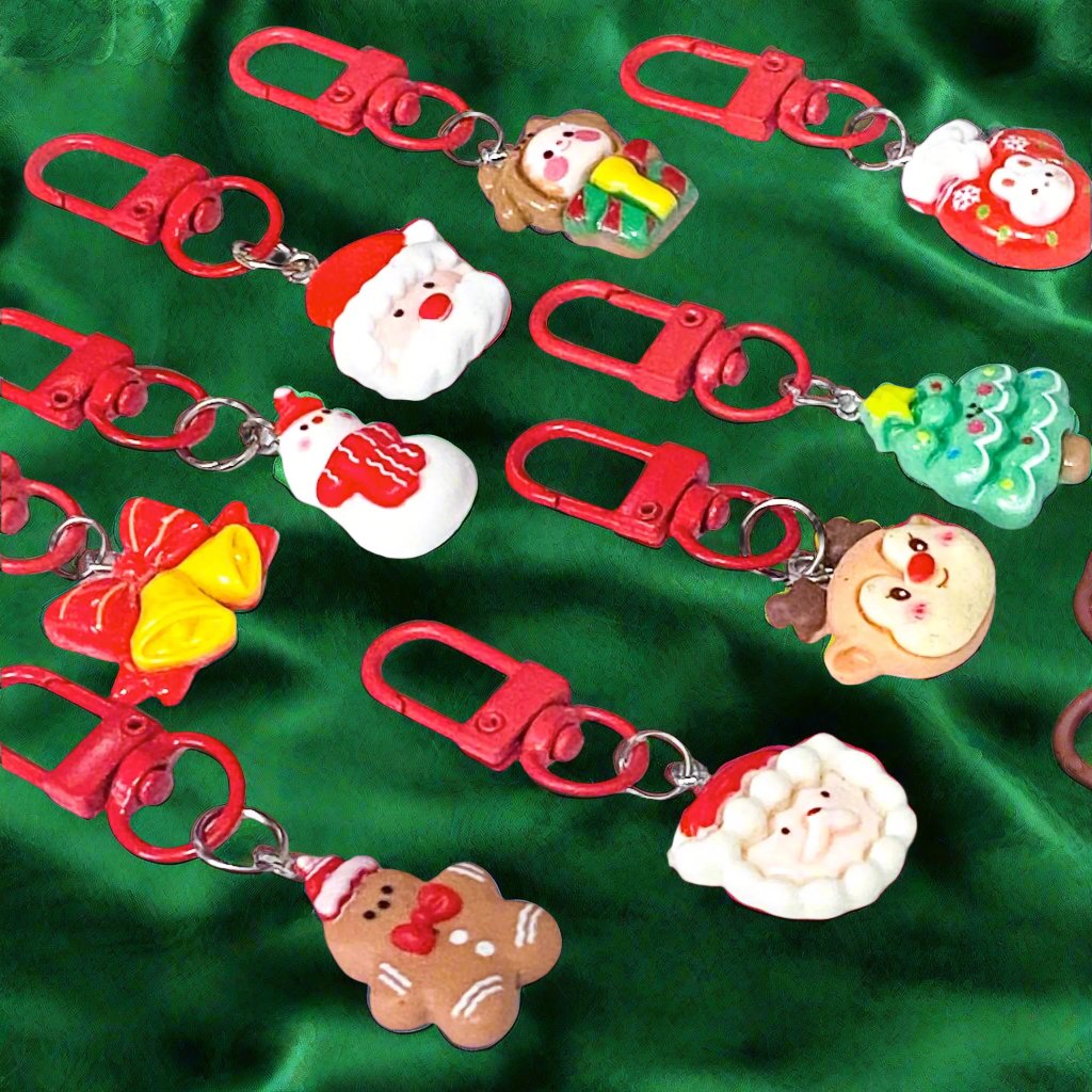christmas clip clips planner charm charms keyring key ring rings keychain red santa tree bell bells gingerbread man men glove mitten snowman reindeer rudolph uk cute kawaii gift gifts festive stocking filler fillers