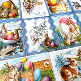 easter spring postcard postcards greetings car cards cute kawaii vintage retro victorian bunny rabbit rabbits bunnies egg eggs blue pastel nostalgia nostalgic sticker stickers seals envelope envelopes kraft brown uk stationery supplies shop store