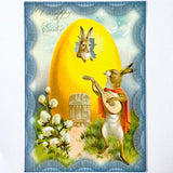 easter spring postcard postcards greetings car cards cute kawaii vintage retro victorian bunny rabbit rabbits bunnies egg eggs blue pastel nostalgia nostalgic sticker stickers seals envelope envelopes kraft brown uk stationery supplies shop store