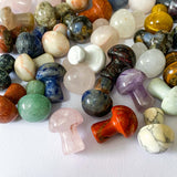 small mushroom mushrooms gem gems gemstone carved figure uk cute kawaii gift gifts shop store 2cm stone lapis jasper rose quartz aventurine sodalite tiger eye agate chalcedony goldstone bloodstone magnesite onyx