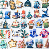 cosy happy hygge christmas retro festive laptop sticker stickers set stationery shop store uk cute kawaii colourful gift gifts set house gingerbread food drink clothes fun