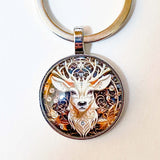 glass cabochon bezel dome domed key keyring keyrings keychain silver metal cute kawaii christmas festive design lilac purple turquoise deer reindeer snowman hot chocolate tree presents gift gifts stocking filler fillers