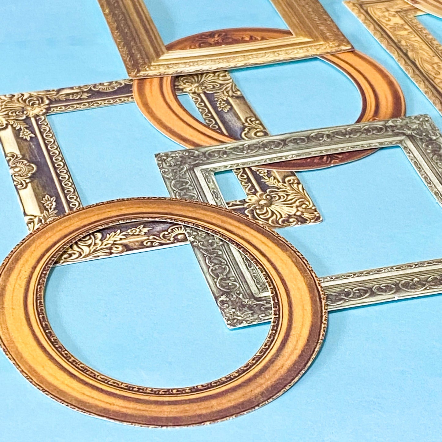 vintage ornate gold frame die cut ephemera set of 10 wrapped in kraft belly band with wax seal for journalling and scrapbooking