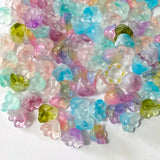 glass bead beads flower flowers bell bells bluebell pretty colourful ombre petals pink blue aqua mint wine rainbow colours uk cute kawaii 10mm 11mm 12mm craft supplies jewellery making shop store