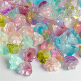 glass bead beads flower flowers bell bells bluebell pretty colourful ombre petals pink blue aqua mint wine rainbow colours uk cute kawaii 10mm 11mm 12mm craft supplies jewellery making shop store