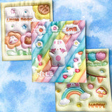 puffy effect large square re-sealable re sealable cello plastic bag bags packaging bunny bear kawaii cute rainbow colours pastel pretty spring springtime uk stationery gift gifts flower flowers cloud clouds