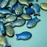 chunky fish bead beads green blue silver yellow gold uk cute kawaii craft supplies shop store 14mm 15mm heavy jewellery making pretty textured sparkly