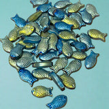 chunky fish bead beads green blue silver yellow gold uk cute kawaii craft supplies shop store 14mm 15mm heavy jewellery making pretty textured sparkly