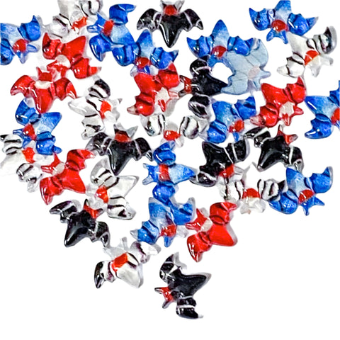 colourful bat bats acrylic flatback flat back backs fb fbs embellishments uk cute kawaii 10mm craft supplies shop store red black blue clear white small mini little halloween crafts
