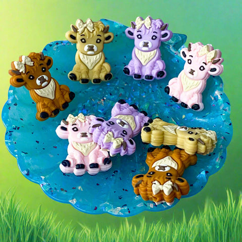 highland cattle cow cows jumbo very big large silicone bead beads for beaded pens build your own pen uk cute kawaii craft supplies jewellery making stationery shop store pink lilac brown