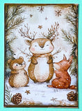 festive christmas woodland animal animals cute kawaii postcard postcards card cards fox foxes rabbit rabbits tree trees bear bears polar deer reindeer mice mouse snow snowman snowmen individual stationery shop store planner addict stickers envelope envelopes kraft