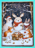 festive christmas woodland animal animals cute kawaii postcard postcards card cards fox foxes rabbit rabbits tree trees bear bears polar deer reindeer mice mouse snow snowman snowmen individual stationery shop store planner addict stickers envelope envelopes kraft