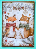 festive christmas woodland animal animals cute kawaii postcard postcards card cards fox foxes rabbit rabbits tree trees bear bears polar deer reindeer mice mouse snow snowman snowmen individual stationery shop store planner addict stickers envelope envelopes kraft