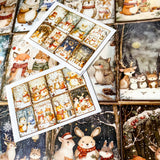 festive christmas woodland animal animals cute kawaii postcard postcards card cards fox foxes rabbit rabbits tree trees bear bears polar deer reindeer mice mouse snow snowman snowmen individual stationery shop store planner addict stickers envelope envelopes kraft