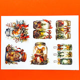 woodland animal animals sticker stickers sheet sheets uk cute kawaii polar bear bears fox foxes hedgehog hedgehogs mouse mice cottage red and green foliage ribbon forest creatures butterfly stationery shop store