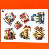 woodland animal animals sticker stickers sheet sheets uk cute kawaii polar bear bears fox foxes hedgehog hedgehogs mouse mice cottage red and green foliage ribbon forest creatures butterfly stationery shop store