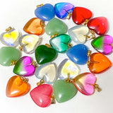 heart hearts glass and precious stone stones gem gemstone chalcedony agate opalite aura quartz uk cute kawaii craft supplies gold metal hook rounded 3d