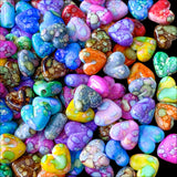 rainbow pebble marble marbled bead beads acrylic heart hearts large 15mm big beads uk cutre kawaii craft supplies shop store multicolour coloured pretty shiny rounded patterned individual single one bead