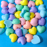 pastel glossy little small 12mm resin resins heart hearts fb fbs flat back backs flatback flatbacks uk cute kawaii craft supplies shop store pink blue mint green yellow peach