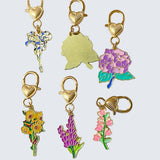 bag charm charms key chain ring keyring keychain gold golden heart flower flowers floral plants pretty garden iris hydrangea sunflower sunflowers lupin pink purple lilac yellow orange blue uk cute kawaii gift gifts shop store planner addict addicts stoking filler fillers