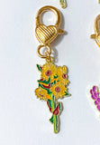 bag charm charms key chain ring keyring keychain gold golden heart flower flowers floral plants pretty garden iris hydrangea sunflower sunflowers lupin pink purple lilac yellow orange blue uk cute kawaii gift gifts shop store planner addict addicts stoking filler fillers