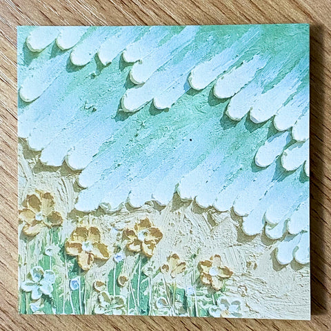 pretty oil painting paintings art memo memos pad note notes sticky stationery landscape colourful artistic pink lilac blue sea ocean sky clouds moon waves green yellow pastel colours uk shop store gift gifts