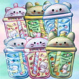 cello plastic bag bags resealable re-sealable zip closure drink drinks cup cups kawaii cute animal straw pink blue yellow green puppy dog bunny rabbit cat kitty uk stationery gift gifts packaging supplies shop store