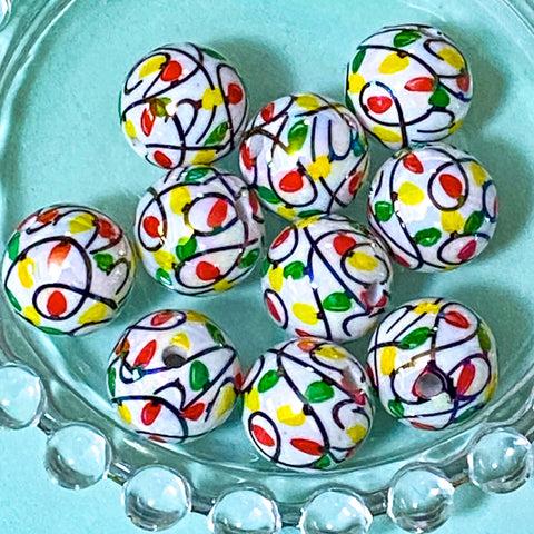 jumbo lustre acrylic iridescent ab bead beads 15mm 16mm large big chunky white green red and yellow fairy light lights baubles uk cute kawaii craft supplies shop store