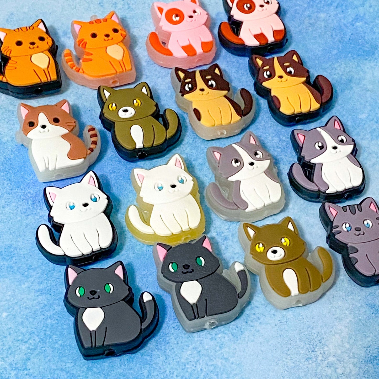 cat cats kitten kitty jumbo very large big silicone topper bead beads uk craft supplies shop store crafts jewellery making build a pen pens making beaded stationery pink grey brown black white tabby ginger