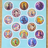 cat and dog cats dogs puppy kitty kittens puppies 32mm round circular stickers sheet sheets stained glass window windows colourful bright uk cute kawaii stationery packaging supplies shops store