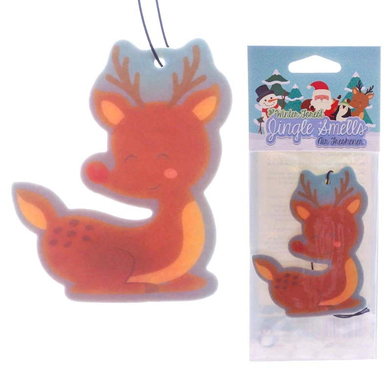 winter forest pine fir fragranced scented air freshener hanging for car cars fresheners baby deer festive christmas uk cute kawaii gift gifts stocking filler present puckator