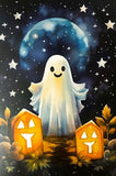 magic magical kawaii cute colourful bright vivid postcard postcards individual single card cards post beautiful uk stationery shop halloween spooky pumpkin pumpkins witch witches bat bats haunted house lantern lights orange blue special