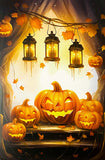 magic magical kawaii cute colourful bright vivid postcard postcards individual single card cards post beautiful uk stationery shop halloween spooky pumpkin pumpkins witch witches bat bats haunted house lantern lights orange blue special