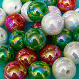 jumbo big large 15mm acrylic wood wooden christmas bead beads individual red green blue white orange snowman santa bell tree belt gingerbread man uk cute kawaii craft supplies jewellery making iridescent lustre
