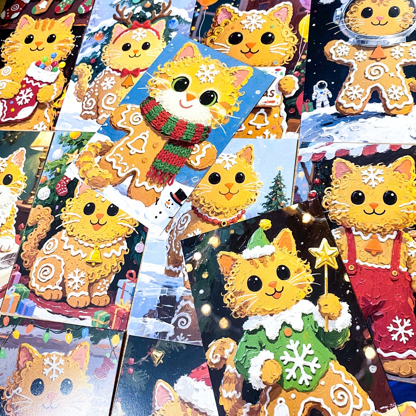 christmas cat cats gingerbread men man cookie fun quirky card cards postcard postcards uk cute kawaii stationery festive kitty kittens colourful pack of 3 planner addict gift gifts shop store