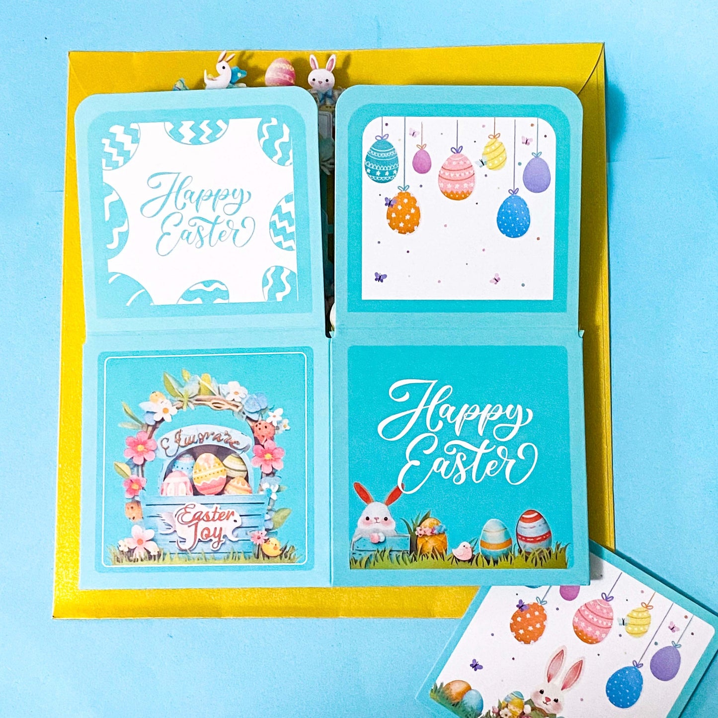 3D Pop-Up EASTER BUNNY Keepsake SPRING GARDEN Scene Greeting Card